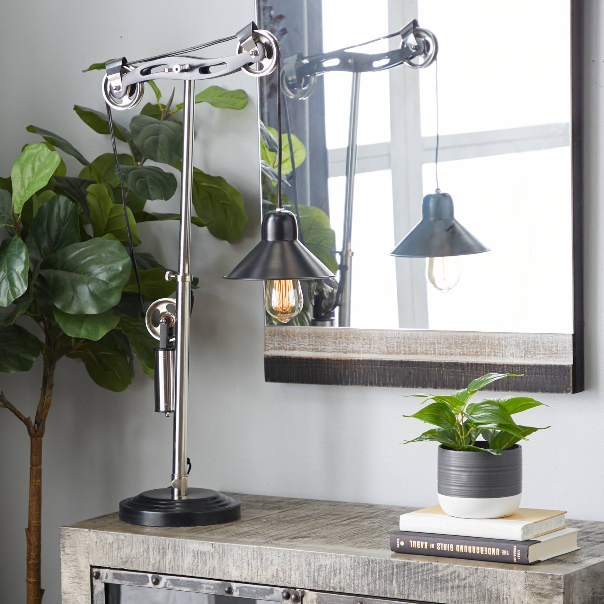 34" Black Metal Industrial Table Lamp
